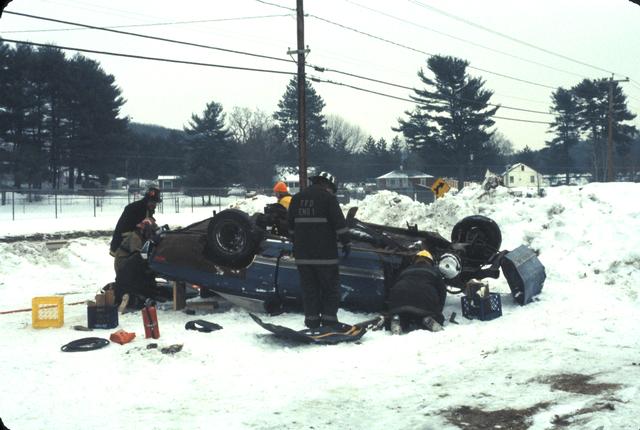 Cold weather extrication training at the Lakes Region Fire School in New Hampshire in the early 1980's